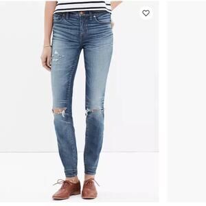 Madewell 9" High-Rise Skinny Jeans: Torn-Knee